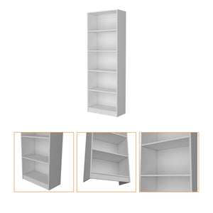 English Elm Sutton White 4-Shelf Engineered Wood Bookcase with Extra Open Shelf, Space-Saving Classic Elegance B128P176165