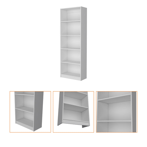 English Elm Sutton White 4-Shelf Engineered Wood Bookcase with Extra Open Shelf, Space-Saving Classic Elegance B128P176165
