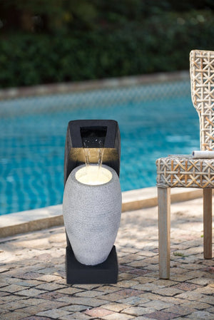 English Elm 10x8.1x23.4" Vase Style Indoor Outdoor Water Fountain with Led Light and Pump W2078138949