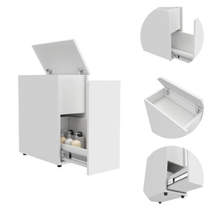 English Elm Leicester Lift-Top Bathroom Storage Cabinet with Soft-Close Hinges, Full-Extension Drawer, Modern Design B128P148731