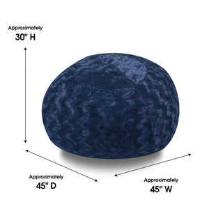 English Elm Faux Fur Bean Bag Chair - Luxurious Navy 4Ft Lounger With Easy-Clean Cover For Ultimate Comfort & Style B181P178982