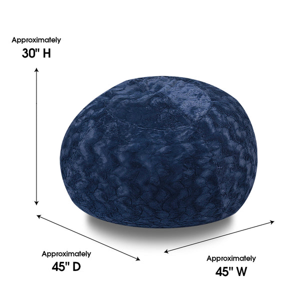 English Elm Faux Fur Bean Bag Chair - Luxurious Navy 4Ft Lounger With Easy-Clean Cover For Ultimate Comfort & Style B181P178982
