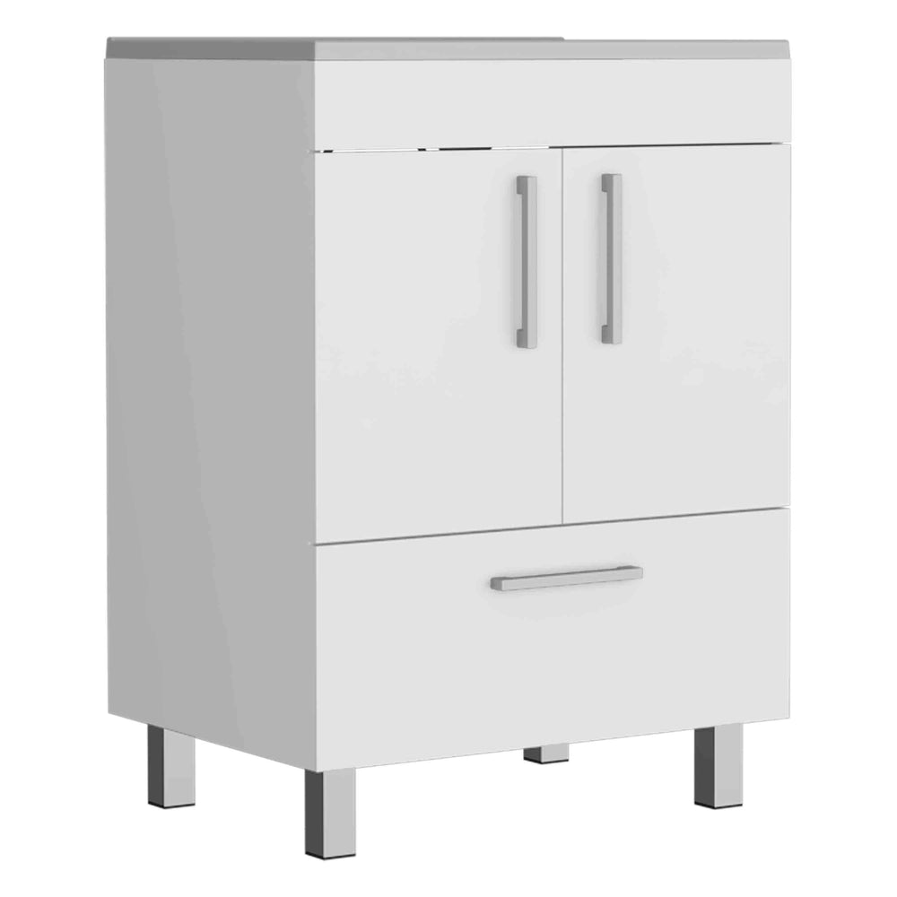 English Elm Velloc 29.5" Single Bathroom Vanity White with Double Door Cabinet & Single Drawer, Particleboard Bathroom Storage B070S00085