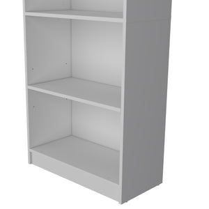 English Elm Sutton White 4-Shelf Engineered Wood Bookcase with Extra Open Shelf, Space-Saving Classic Elegance B128P176165