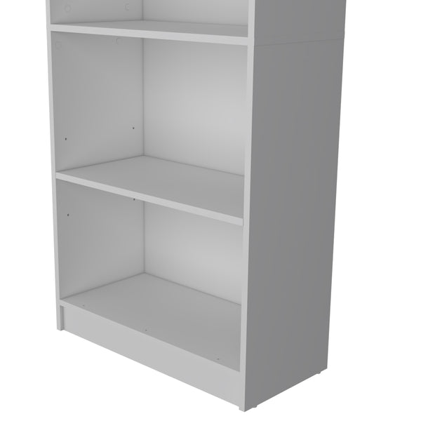English Elm Sutton White 4-Shelf Engineered Wood Bookcase with Extra Open Shelf, Space-Saving Classic Elegance B128P176165