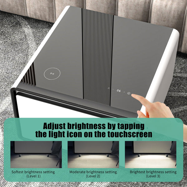 English Elm Modern Smart Side Table: Mini Fridge, Wireless Charging, Usb Ports & Induction Light For Convenience W1172P178864