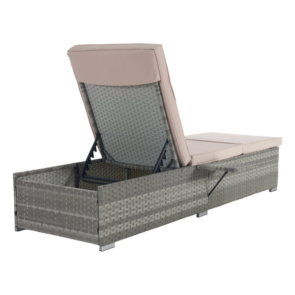 English Elm Outdoor Chaise Lounge Chair - Stylish Gray Pe Rattan Furniture With Adjustable Backrest & Cushion W874P146993-GIGA