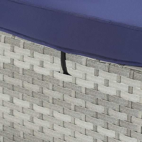 English Elm Outdoor Chaise Lounge Chair - Stylish Gray Pe Rattan With Deep-Blue Cushion For Ultimate Comfort W874P146996