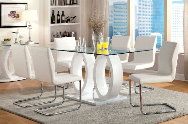 English Elm Modern Leatherette Counter Height Dining Chairs with Padded Seats and Sleek Chrome Legs, Set of 2 White 19 L x 29 W x 19 H B011P178974