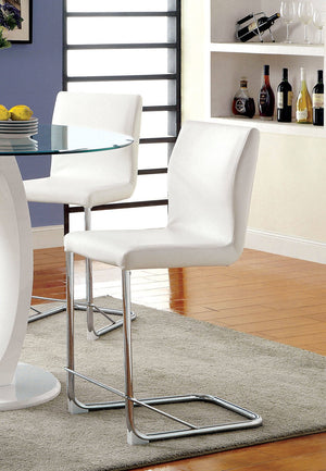 English Elm Modern Leatherette Counter Height Dining Chairs with Padded Seats and Sleek Chrome Legs, Set of 2 White 19 L x 26 W x 19.5 H B011P178975