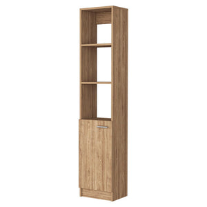 English Elm Kansas Linen Cabinet Beige Light Oak 63.8" Tall Slim 3 Open Shelves + Lower Storage Cabinet, Durable B128P148724