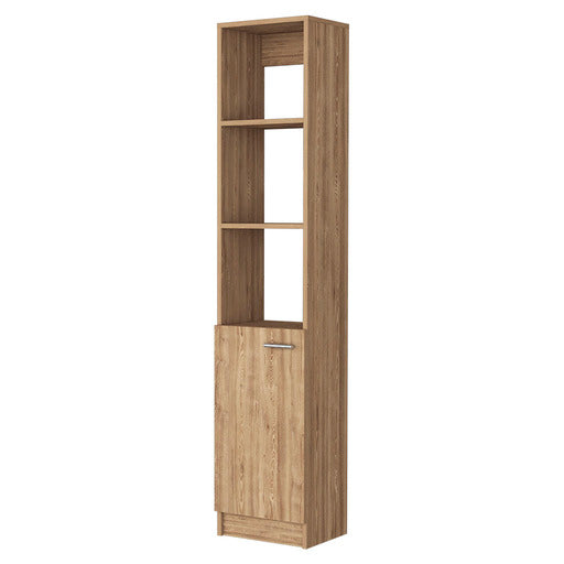 English Elm Kansas Linen Cabinet Beige Light Oak 63.8" Tall Slim 3 Open Shelves + Lower Storage Cabinet, Durable B128P148724