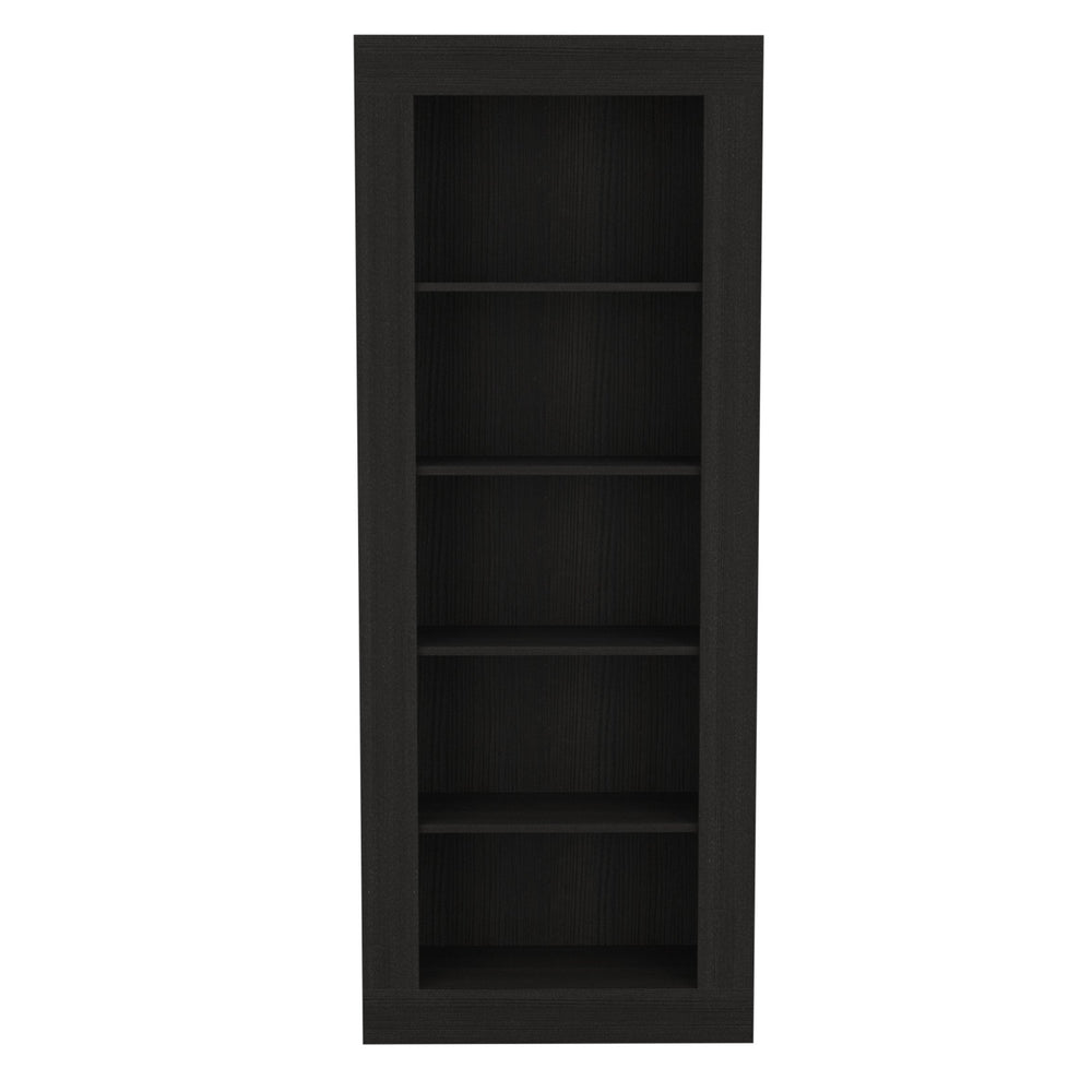 English Elm Andina Modern Vertical Bookcase with Five Open Shelves, 12" x 27" Display Spaces, Black Finish B070S00091