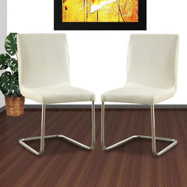 English Elm Modern Leatherette Counter Height Dining Chairs with Padded Seats and Sleek Chrome Legs, Set of 2 White 19 L x 29 W x 19 H B011P178974