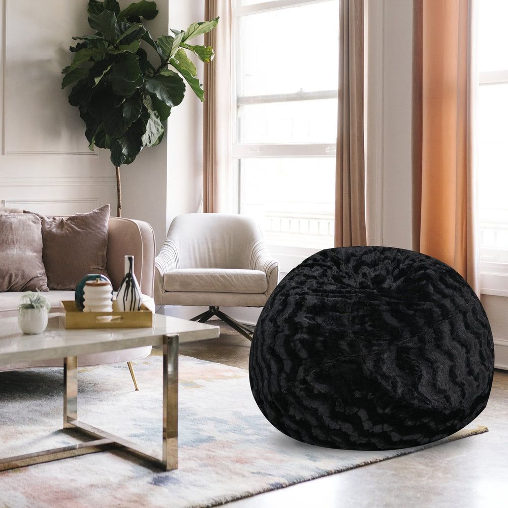 English Elm Faux Fur Bean Bag Chair - 5Ft Luxurious Lounger For Kids & Adults, Soft Washable Cover, Cozy Comfort B181P178989