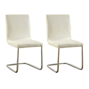 English Elm Modern Leatherette Counter Height Dining Chairs with Padded Seats and Sleek Chrome Legs, Set of 2 White 19 L x 29 W x 19 H B011P178974