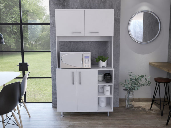 English Elm 95 Pantry Kit with Double Door Cabinet, Three Shelves, 37" Countertop & Adjustable Metal Legs for Versatile Home Storage and Organization White 42 L x 21 W x 6 H B070S00094