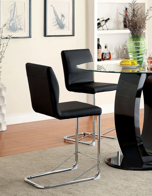 English Elm Modern Leatherette Counter Height Dining Chairs with Padded Seats and Sleek Chrome Legs, Set of 2 Black 19 L x 26 W x 20 H B011P178973