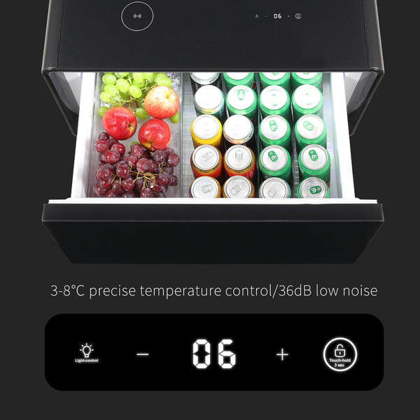 English Elm Modern Smart Side Table With Mini Fridge, Wireless Charging, Usb Ports & Induction Light - Black W1172P178854