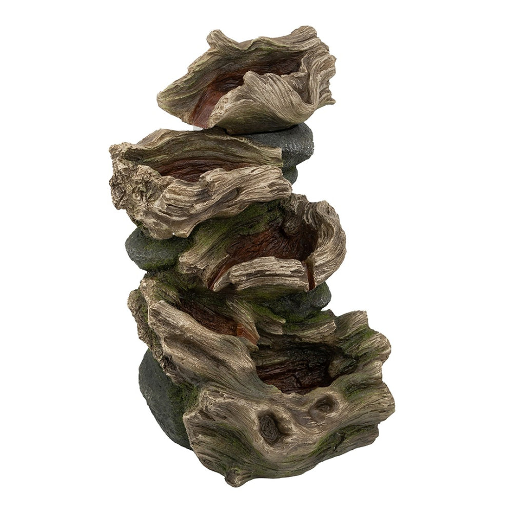 English Elm 12.4x11.6x37.8" Three Tier Tree Trunk Outdoor Fountain with Led Lights Pump Included W2078P178881