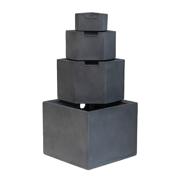 English Elm 19.7x19.7x41.7" Gray Cement Four Tier Outdoor Water Fountain Cascading Garden Accent W2078P178867