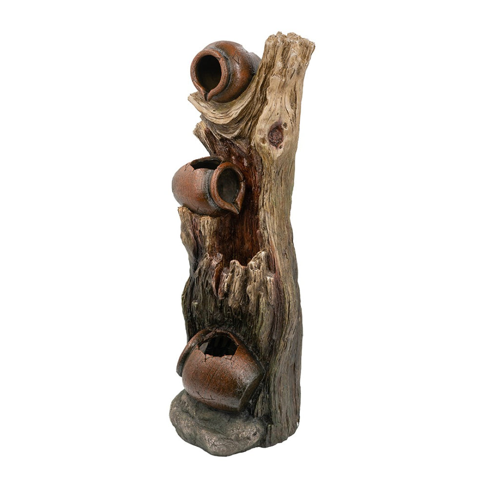 English Elm 12.4x11.6x37.8" Three Tier Tree Trunk Outdoor Fountain with Led Lights Pump Included W2078P178872