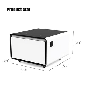 English Elm Modern Smart Side Table with Fridge Wireless Charging Usb Ports and Ambient Light W1172P476245