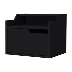 English Elm Florence Floating Nightstand Wall-Mounted with Drawer & Dual Shelves — Modern Macadamia to Gray Finishes B128P176110