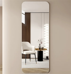 English Elm 56"x 15" Full Body Round Corner Mirror with 5mm Silver, Explosion-Proof Film, Corrosion-Resistant HD Reflection W2709P329033
