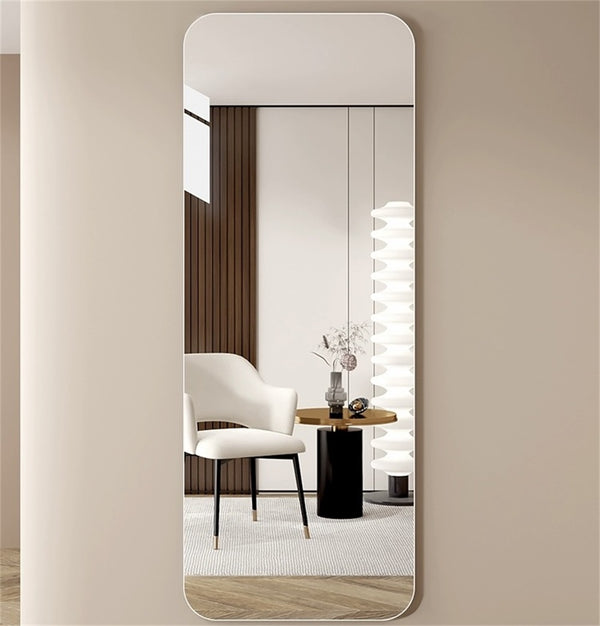 English Elm 56"x 15" Full Body Round Corner Mirror with 5mm Silver, Explosion-Proof Film, Corrosion-Resistant HD Reflection W2709P329033