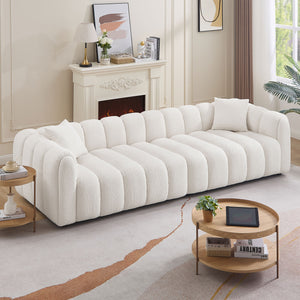 English Elm 110.23 Inch Oversized Modern Design Sofa,Upholstery Tufted Cloud 41.33''Oversized Deep Seat Sofa,Teddy Fabric Boucle 4 Seats Couch With Solid Wood For Living Room, Office, Bedroom,Apartment