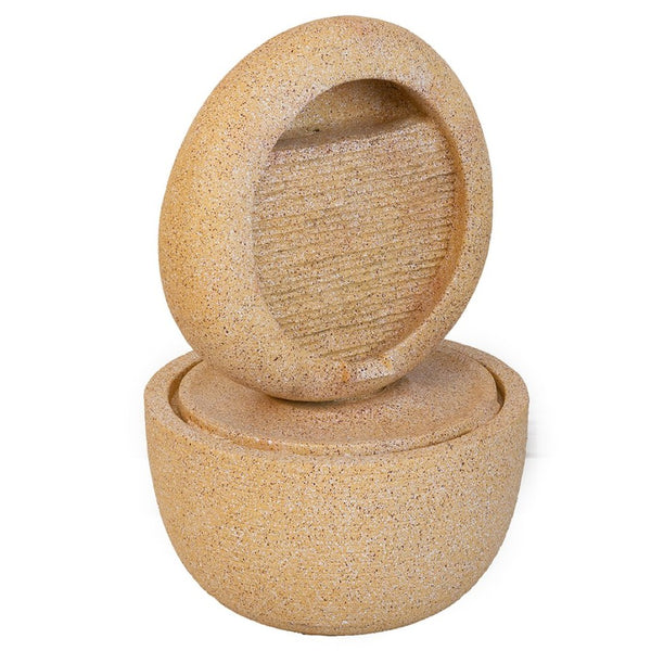 English Elm 21.7x21.7x34.3" Two Tier Cement Outdoor Fountain with Built-in Light and Recirculating Pump W2078S00012