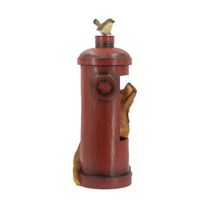 English Elm 16.2x11x26.8" Red Fire Hydrant Polyresin Garden Fountain with Dog Bird Light Pump W2078P178884