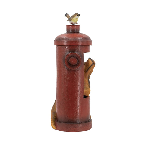 English Elm 16.2x11x26.8" Red Fire Hydrant Polyresin Garden Fountain with Dog Bird Light Pump W2078P178884