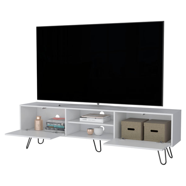 English Elm Selby Modern TV Rack with Hairpin Legs, 70.9" Top Fits 55" TV, 2 Drawers + Cable Management B128P176181