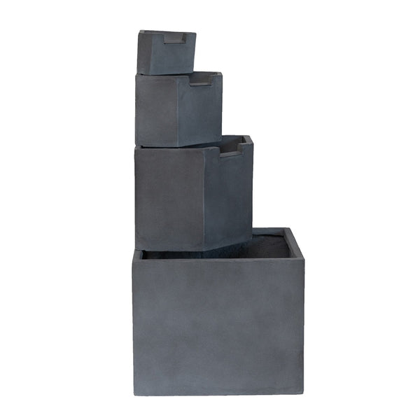 English Elm 19.7x19.7x41.7" Gray Cement Four Tier Outdoor Water Fountain Cascading Garden Accent W2078P178867