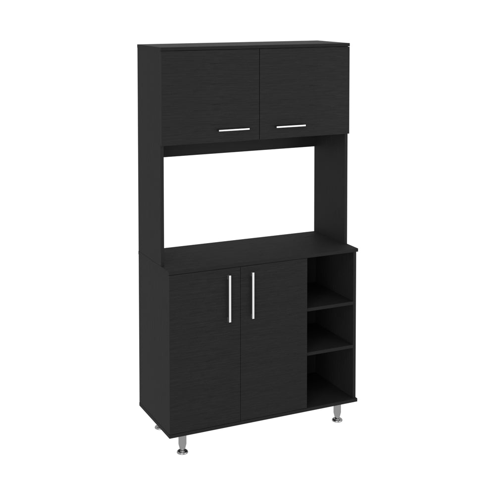 English Elm 95 Pantry Kit with Double Door Cabinet, Three Shelves, 37" Countertop & Adjustable Metal Legs for Versatile Home Storage and Organization Black 42 L x 21 W x 6 H B070S00093