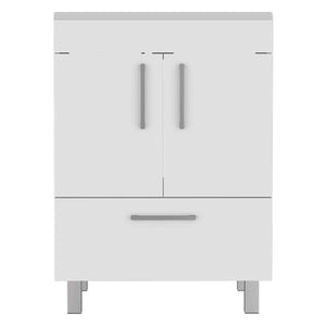 English Elm Velloc White Single Bathroom Vanity 29.5" Top, Particle Board Cabinet with Drawer & Double Doors B200S00085