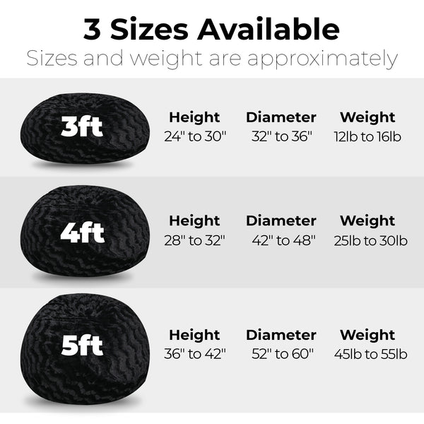 English Elm Faux Fur Bean Bag Chair - 5Ft Luxurious Lounger For Kids & Adults, Soft Washable Cover, Cozy Comfort B181P178989