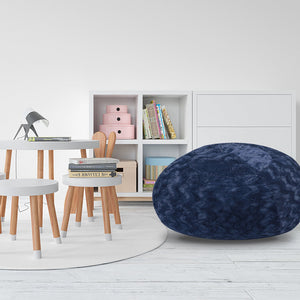 English Elm Faux Fur Bean Bag Chair - Navy 3Ft Cozy Lounger For Kids & Adults, Easy-Clean Cover For Ultimate Comfort B181P178977