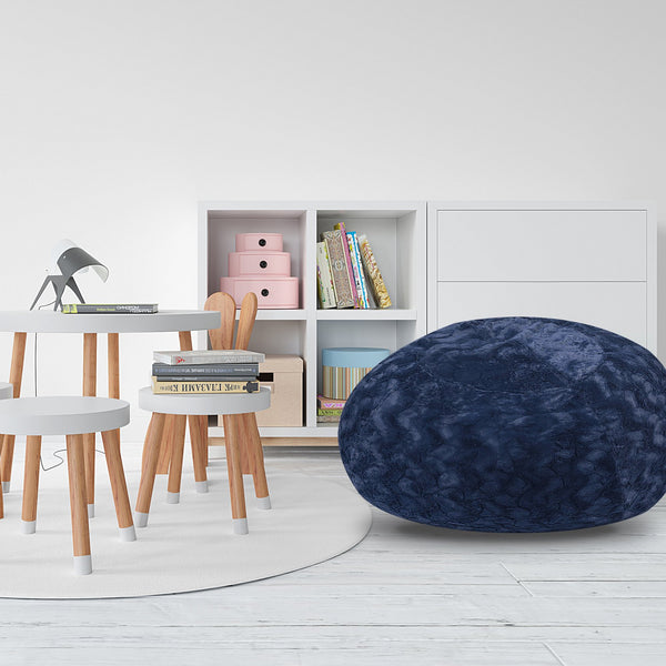 English Elm Faux Fur Bean Bag Chair - Navy 3Ft Cozy Lounger For Kids & Adults, Easy-Clean Cover For Ultimate Comfort B181P178977