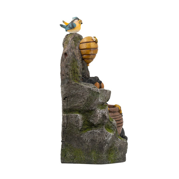 English Elm 18.5x11.8x22.6" Two-tier Polyresin Woodland Fountain with Bear Birds Pump and Light W2078P178886