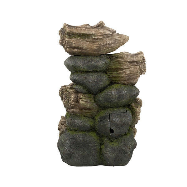 English Elm 12.4x11.6x37.8" Three Tier Tree Trunk Outdoor Fountain with Led Lights Pump Included W2078P178881