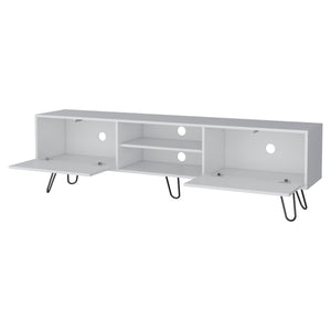 English Elm Selby Modern TV Rack with Hairpin Legs, 70.9" Top Fits 55" TV, 2 Drawers + Cable Management B128P176181