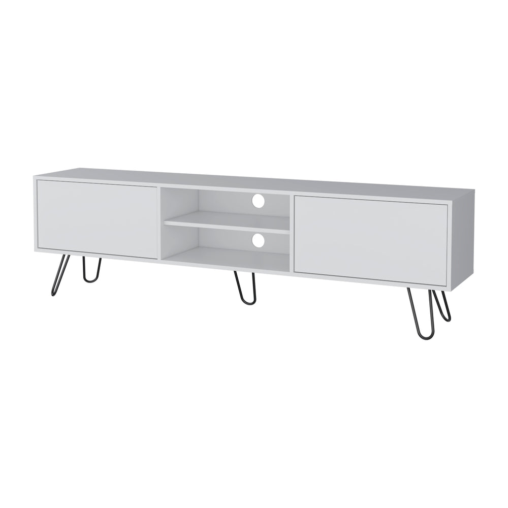 English Elm Selby Modern TV Rack with Hairpin Legs, 70.9" Top Fits 55" TV, 2 Drawers + Cable Management B128P176181