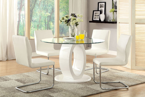 English Elm Modern Leatherette Counter Height Dining Chairs with Padded Seats and Sleek Chrome Legs, Set of 2 White 19 L x 29 W x 19 H B011P178974
