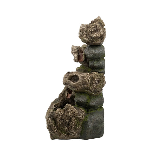 English Elm 12.4x11.6x37.8" Three Tier Tree Trunk Outdoor Fountain with Led Lights Pump Included W2078P178881