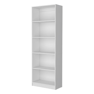 English Elm Sutton White 4-Shelf Engineered Wood Bookcase with Extra Open Shelf, Space-Saving Classic Elegance B128P176165