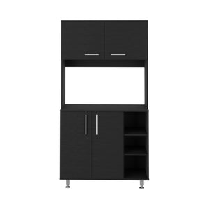 English Elm 95 Pantry Kit with Double Door Cabinet, Three Shelves, 37" Countertop & Adjustable Metal Legs for Versatile Home Storage and Organization Black 42 L x 21 W x 6 H B070S00093