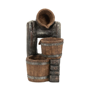 English Elm 10.4x9.4x19.1" Rustic Tiered Bucket Cascade Fountain with Led Lights for Patio Garden W2078P178869